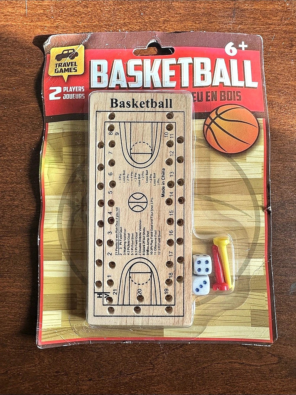Greenbrier International Wooden Basketball Travel Game Board Game
